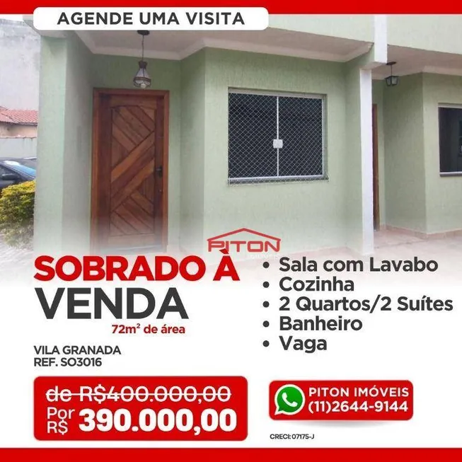 Foto 1 de Sobrado com 2 Quartos à venda, 72m² em Vila Granada, São Paulo