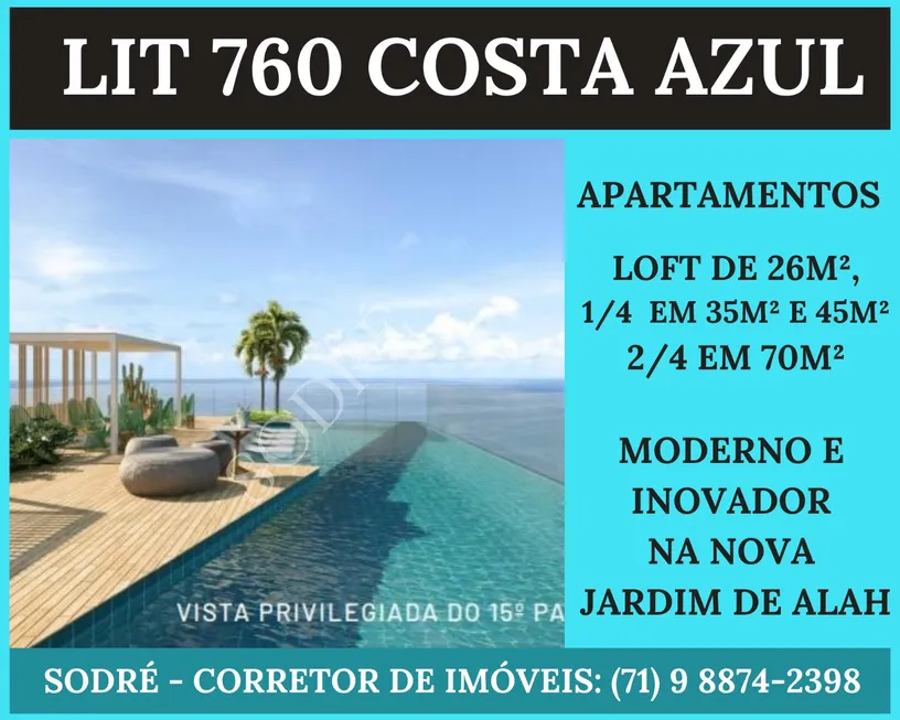 Foto 1 de Apartamento com 1 Quarto à venda, 25m² em Costa Azul, Salvador