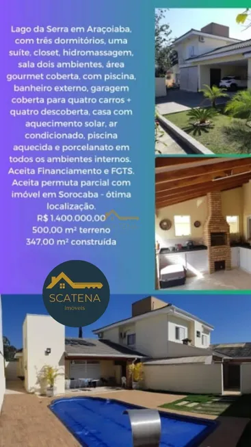 Foto 1 de Casa de Condomínio com 3 Quartos à venda, 248m² em Centro, Aracoiaba da Serra