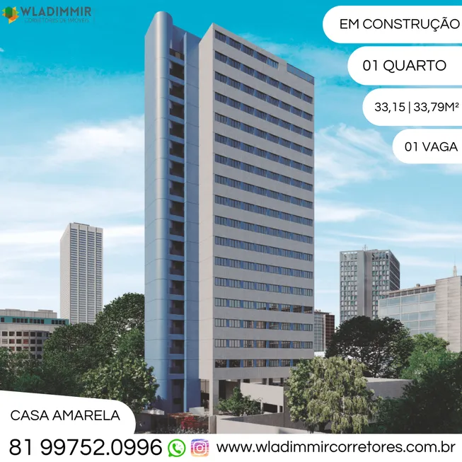 Foto 1 de Apartamento com 1 Quarto à venda, 33m² em Casa Amarela, Recife