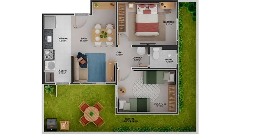 Foto 1 de Apartamento com 2 Quartos à venda, 45m² em Porto Canoa, Serra