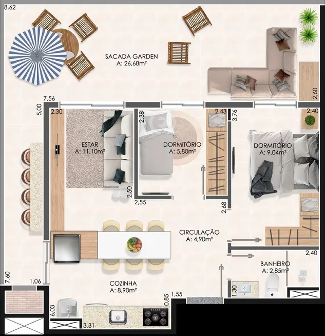 Foto 1 de Apartamento com 2 Quartos à venda, 77m² em Rincão, Novo Hamburgo