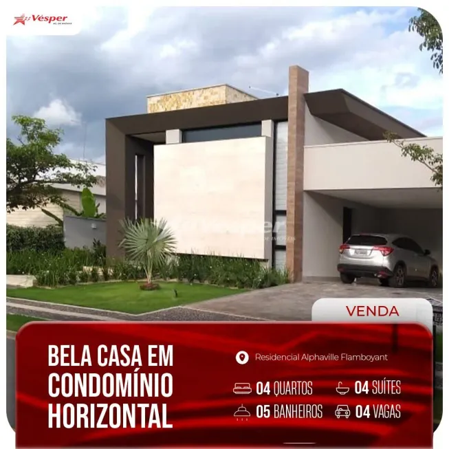 Foto 1 de Casa com 4 Quartos à venda, 276m² em Residencial Alphaville Flamboyant, Goiânia