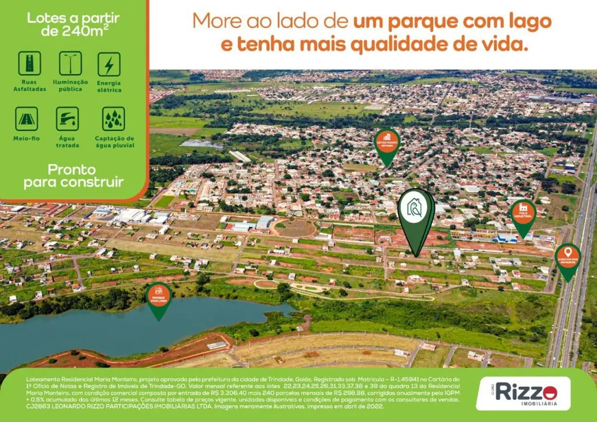 Foto 1 de Lote/Terreno à venda, 240m² em Residencial Maria Monteiro, Trindade