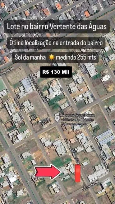 Foto 1 de Lote/Terreno à venda, 255m² em Zona Rural, Primavera do Leste