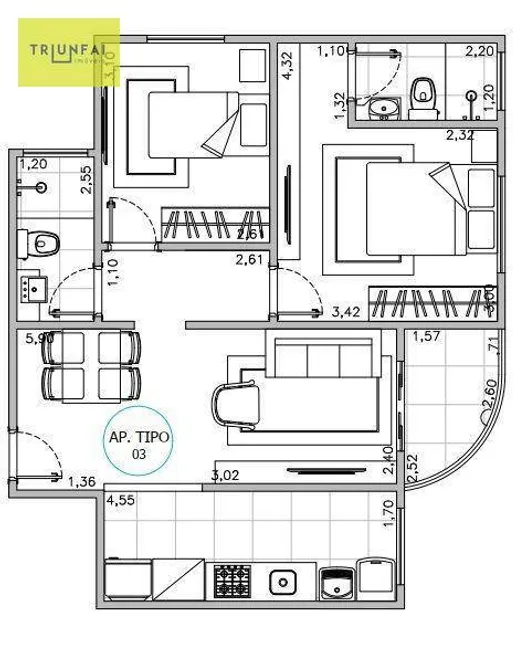 Foto 1 de Apartamento com 2 Quartos à venda, 57m² em Vila Trujillo, Sorocaba