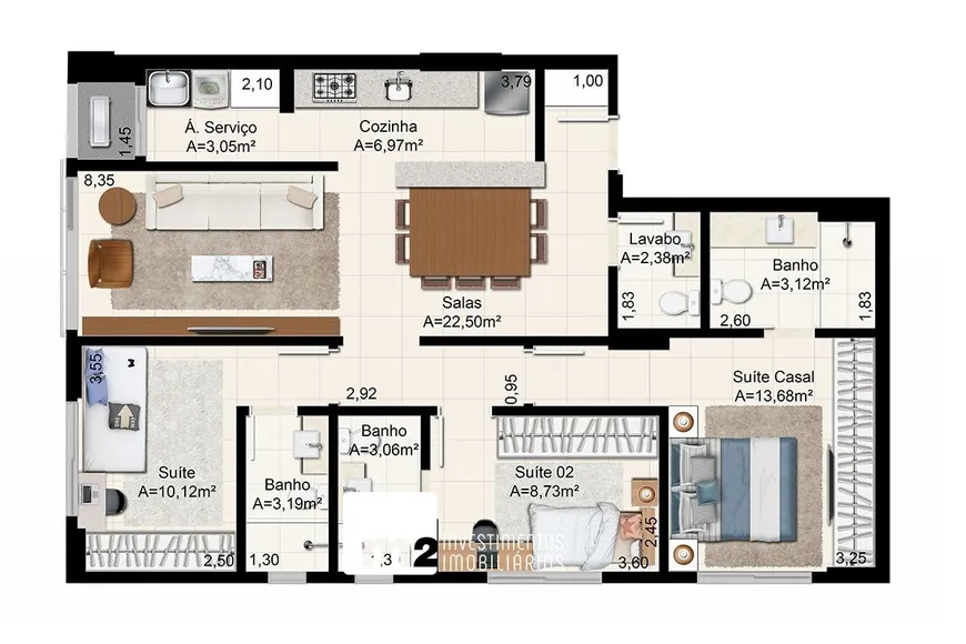 Foto 1 de Apartamento com 3 Quartos à venda, 96m² em Setor Bueno, Goiânia