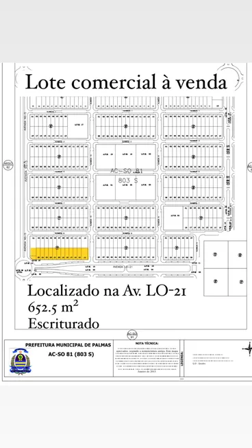 Foto 1 de Lote/Terreno à venda, 652m² em Plano Diretor Sul, Palmas