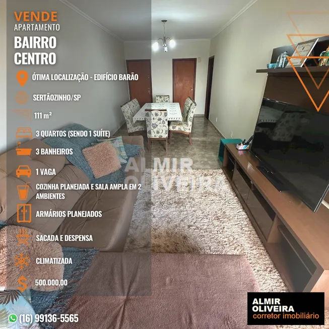 Foto 1 de Apartamento com 3 Quartos à venda, 111m² em Centro, Sertãozinho