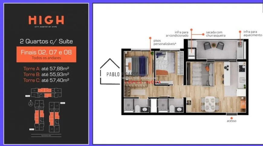 Foto 1 de Apartamento com 2 Quartos à venda, 56m² em Novo Mundo, Curitiba