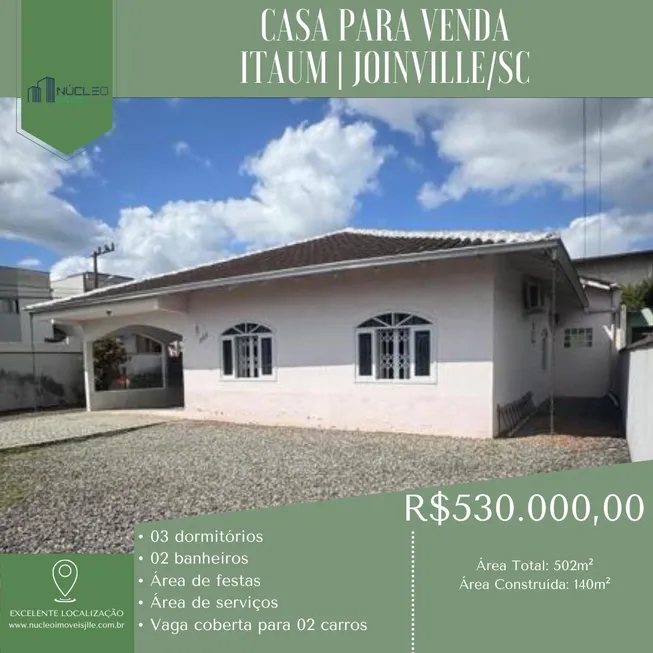 Foto 1 de Casa com 3 Quartos à venda, 140m² em Itaum, Joinville