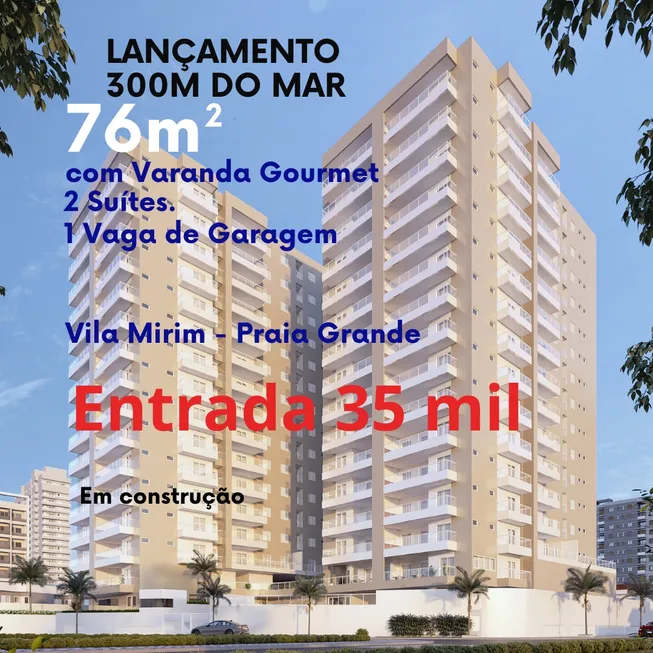 Foto 1 de Apartamento com 2 Quartos à venda, 76m² em Cidade Ocian, Praia Grande