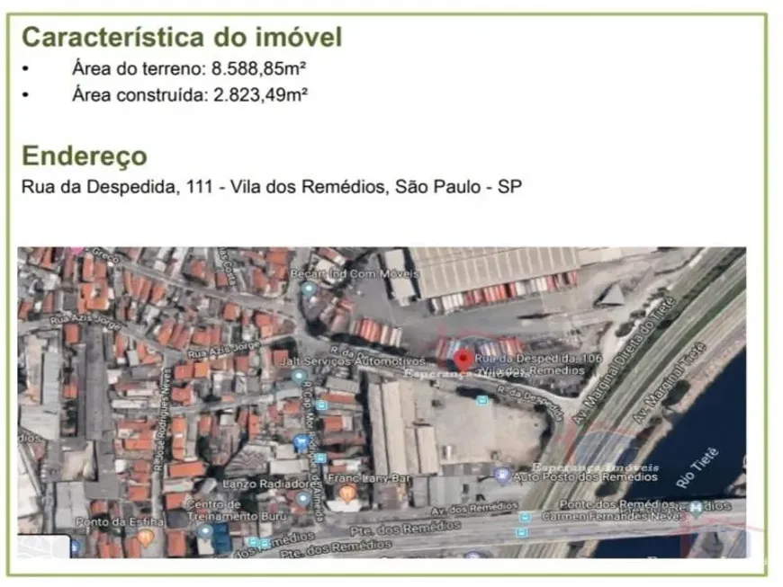 Foto 1 de Galpão/Depósito/Armazém para alugar, 8588m² em Vila Dos Remedios, São Paulo