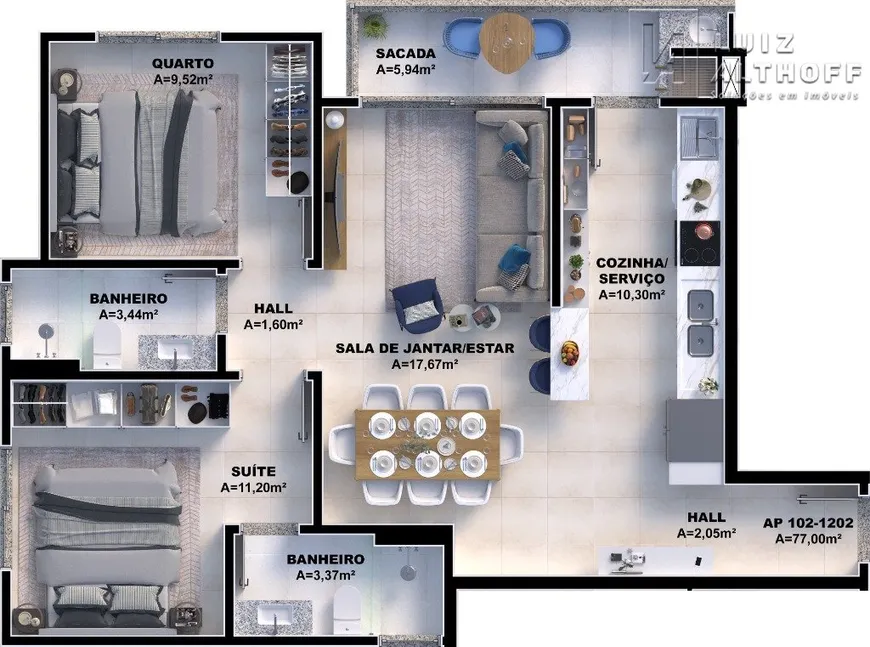 Foto 1 de Apartamento com 2 Quartos à venda, 77m² em Pedra Branca, Palhoça