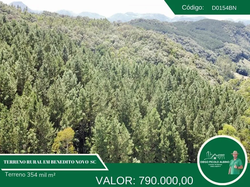 Foto 1 de Fazenda/Sítio à venda, 354000m² em Santa Maria, Benedito Novo