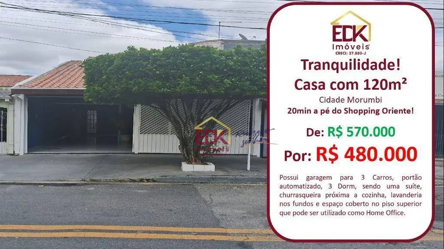 Foto 1 de Casa com 3 Quartos à venda, 120m² em Cidade Morumbi, São José dos Campos