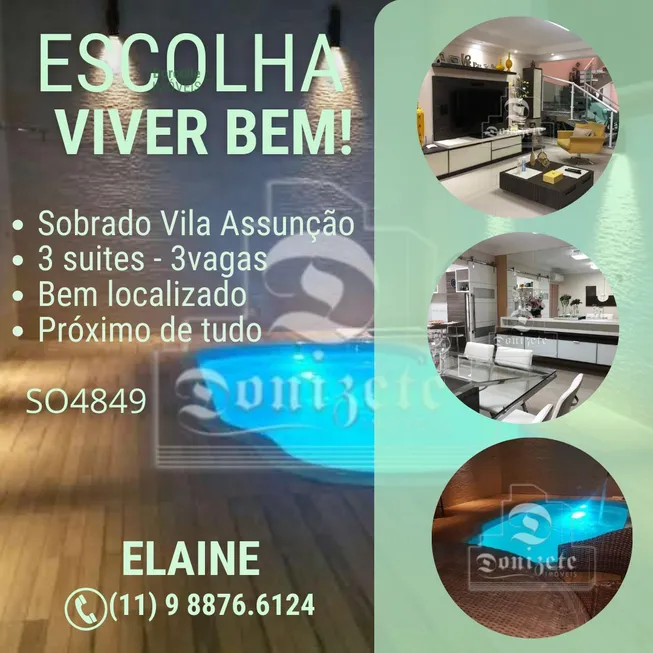 Foto 1 de Sobrado com 3 Quartos à venda, 298m² em Vila Assuncao, Santo André