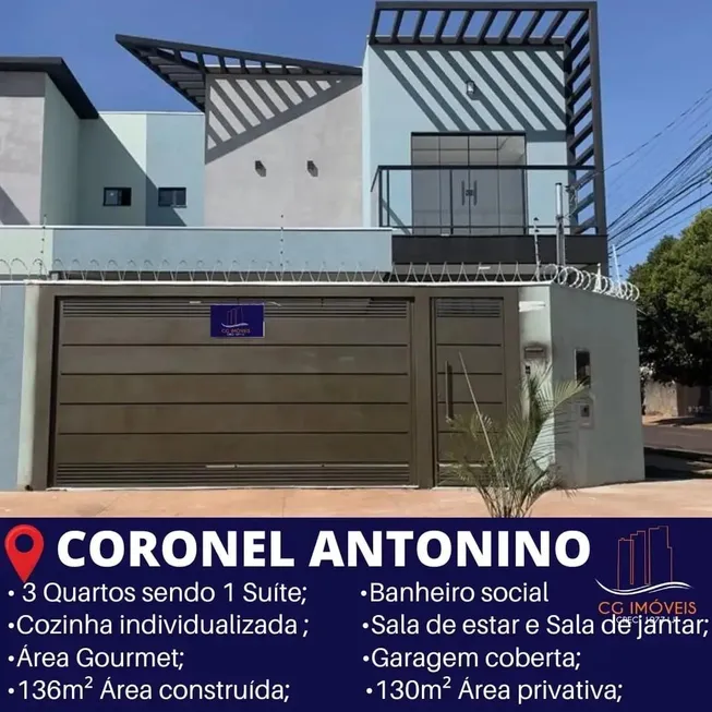 Foto 1 de Sobrado com 3 Quartos à venda, 136m² em Coronel Antonino, Campo Grande