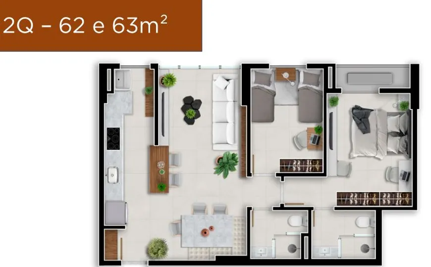 Foto 1 de Apartamento com 2 Quartos à venda, 65m² em Vila Rosa, Goiânia