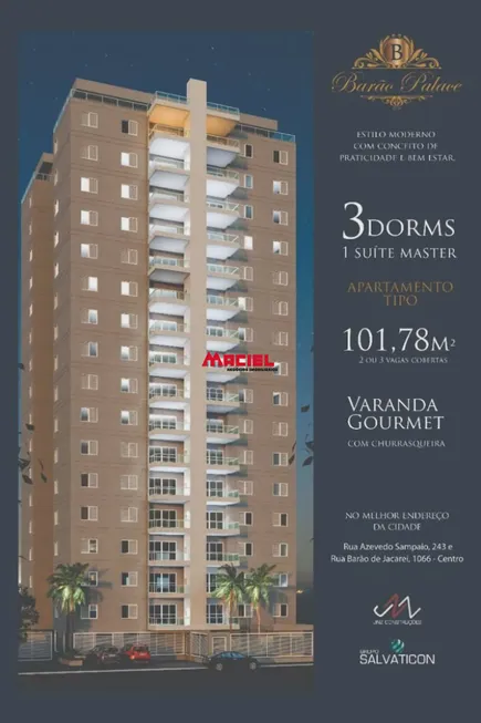 Foto 1 de Apartamento com 3 Quartos à venda, 102m² em Vila Aprazivel, Jacareí