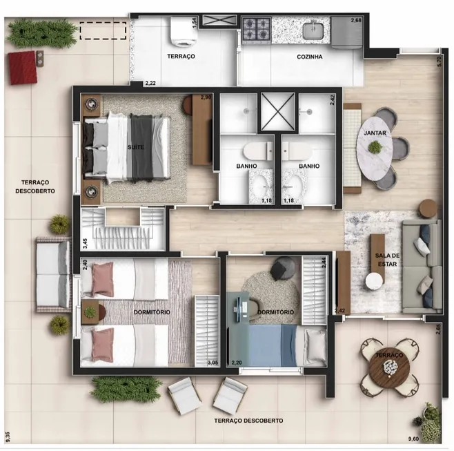 Foto 1 de Apartamento com 3 Quartos à venda, 95m² em Vila Carrão, São Paulo