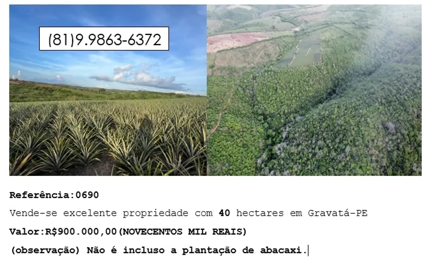 Foto 1 de Lote/Terreno à venda em Área Rural de Gravatá , Gravatá