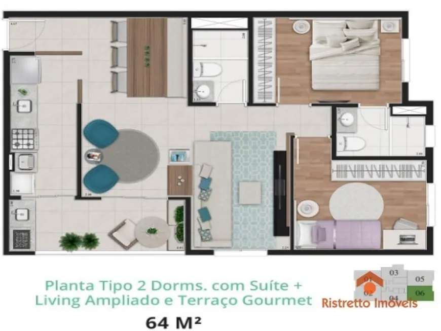 Foto 1 de Apartamento com 3 Quartos à venda, 64m² em Jardim das Flores, Osasco