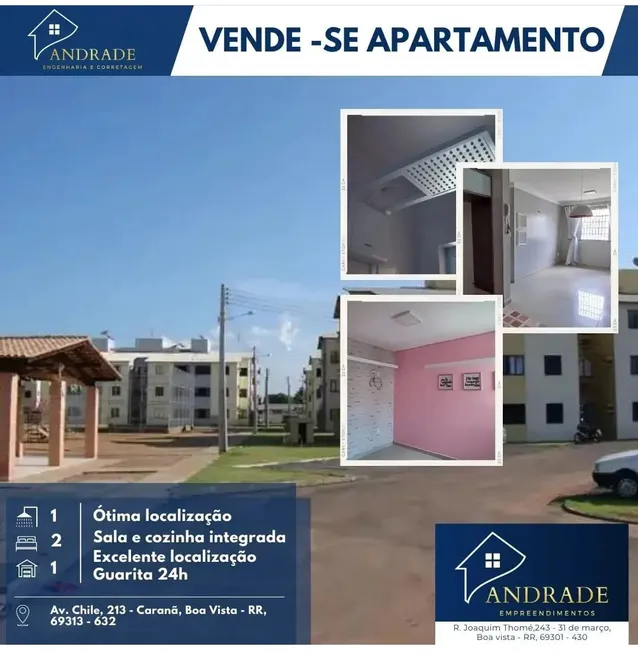 Foto 1 de Apartamento com 2 Quartos à venda, 44m² em Caranã, Boa Vista