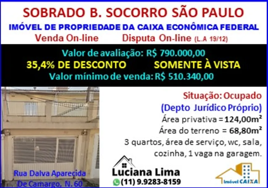 Foto 1 de Sobrado com 3 Quartos à venda, 124m² em Socorro, São Paulo
