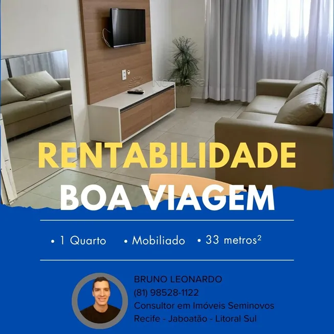 Foto 1 de Flat com 1 Quarto à venda, 33m² em Boa Viagem, Recife