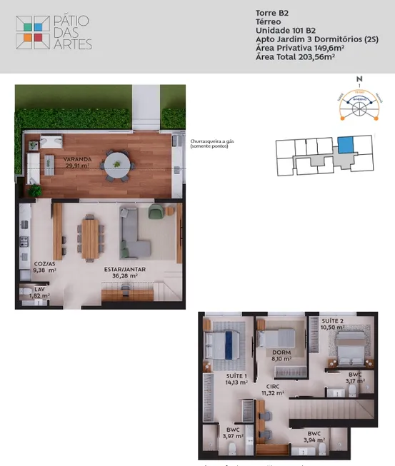 Foto 1 de Apartamento com 3 Quartos à venda, 149m² em Cidade Universitaria Pedra Branca, Palhoça