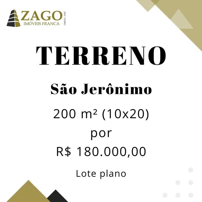 Foto 1 de Lote/Terreno à venda, 200m² em Residencial São Jerônimo , Franca