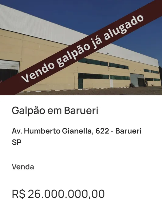 Foto 1 de Galpão/Depósito/Armazém à venda, 12000m² em Jardim Barueri, Barueri