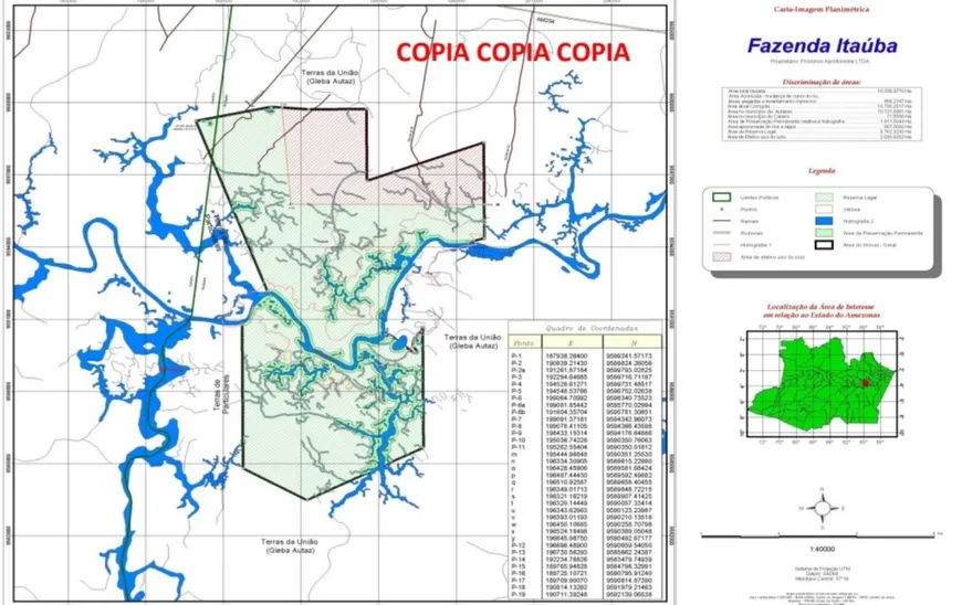 Foto 1 de Fazenda/Sítio à venda, 107960000m² em , Careiro