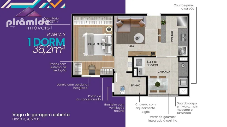 Foto 1 de Apartamento com 1 Quarto à venda, 39m² em Jardim Augusta, São José dos Campos