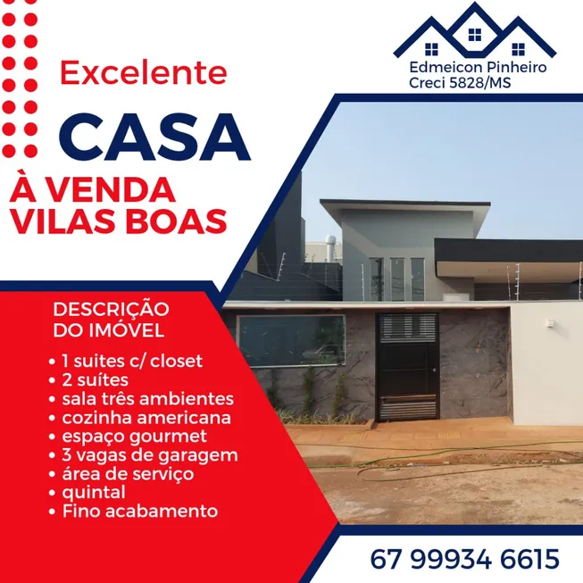 Foto 1 de Casa com 3 Quartos à venda, 195m² em Vila Vilas Boas, Campo Grande