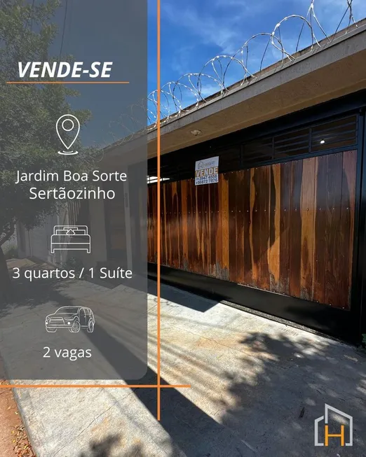 Foto 1 de Casa com 3 Quartos à venda, 160m² em Jardim Boa Sorte, Sertãozinho