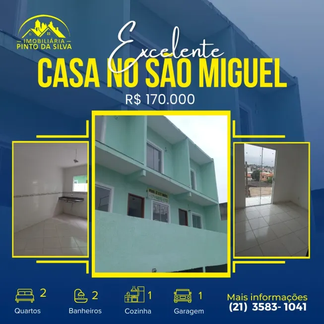 Foto 1 de Casa com 2 Quartos à venda, 70m² em São Miguel, São Gonçalo