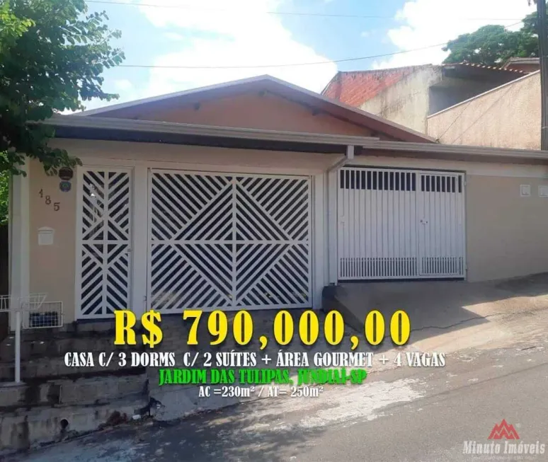 Foto 1 de Casa com 3 Quartos à venda, 230m² em Tulipas, Jundiaí