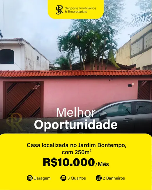 Foto 1 de Casa com 3 Quartos para alugar, 250m² em Jardim Bontempo, Taboão da Serra