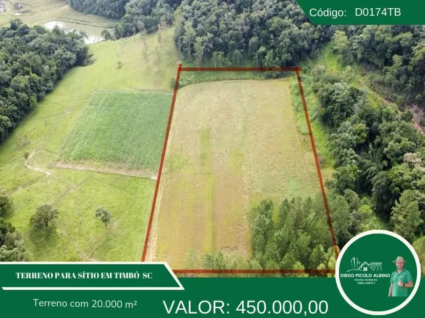 Foto 1 de Fazenda/Sítio à venda, 20000m² em Tiroleses, Timbó