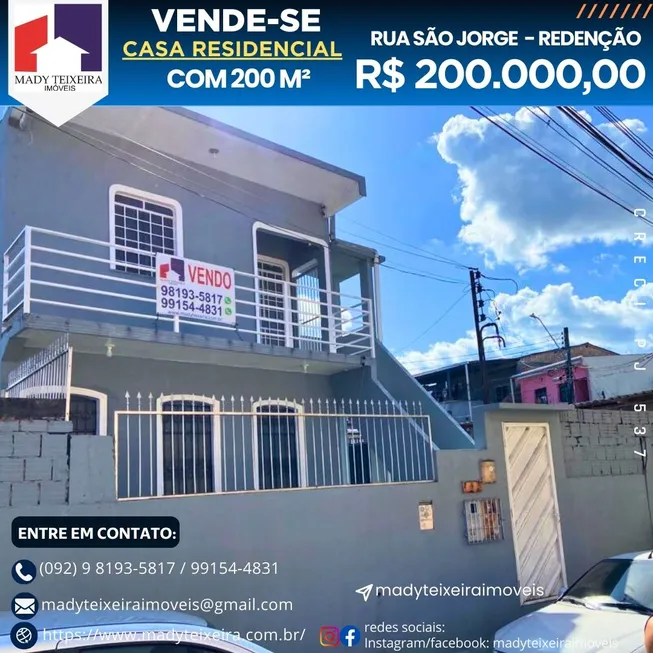 Foto 1 de Casa com 4 Quartos à venda, 200m² em Redenção, Manaus