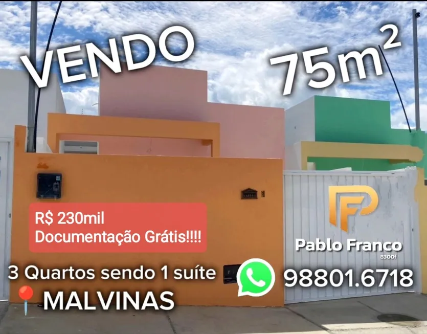 Foto 1 de Casa com 3 Quartos à venda, 75m² em Serrotão , Campina Grande