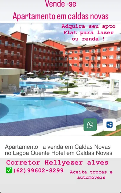 Foto 1 de Apartamento com 1 Quarto à venda, 36m² em Setor Lagoa Quente, Caldas Novas