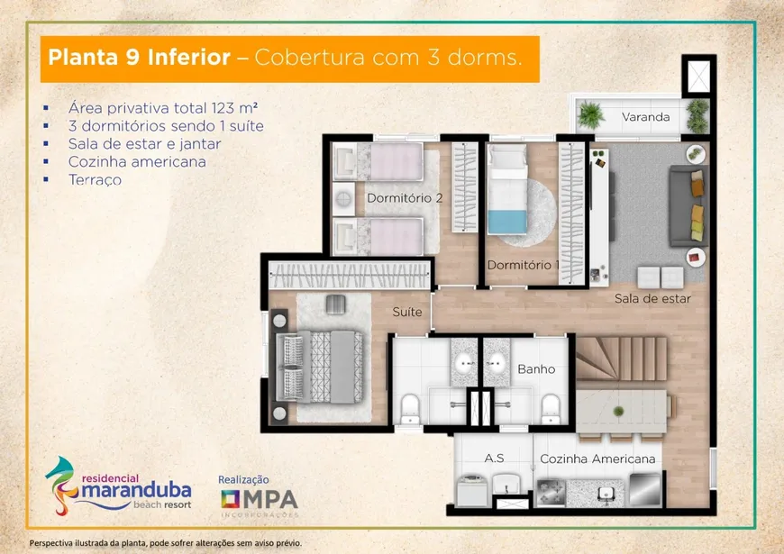 Foto 1 de Cobertura com 3 Quartos à venda, 124m² em Praia do Sapê, Ubatuba