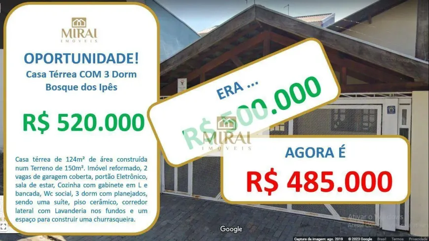Foto 1 de Casa com 3 Quartos à venda, 124m² em Residencial Bosque dos Ipês, São José dos Campos