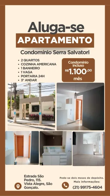 Foto 1 de Apartamento com 2 Quartos para alugar, 60m² em Vista Alegre, São Gonçalo