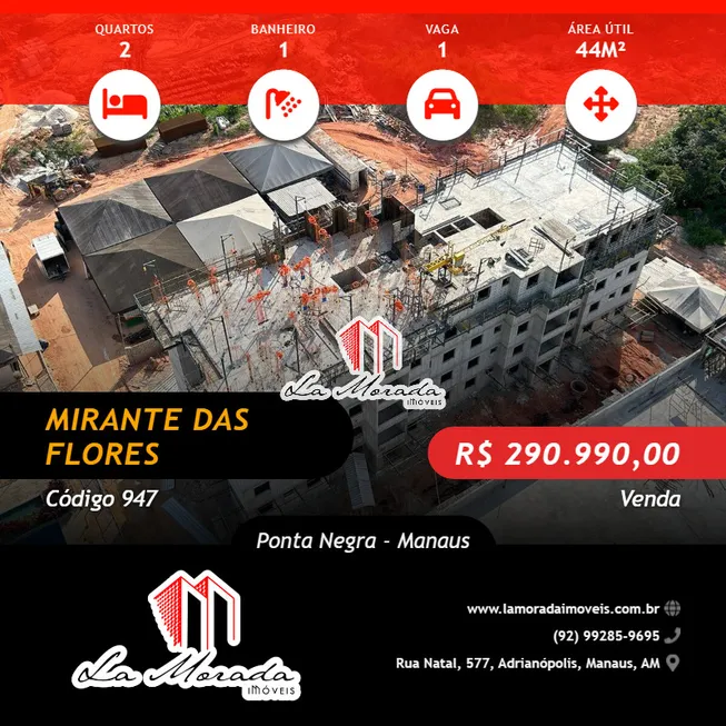 Foto 1 de Apartamento com 2 Quartos à venda, 44m² em Ponta Negra, Manaus