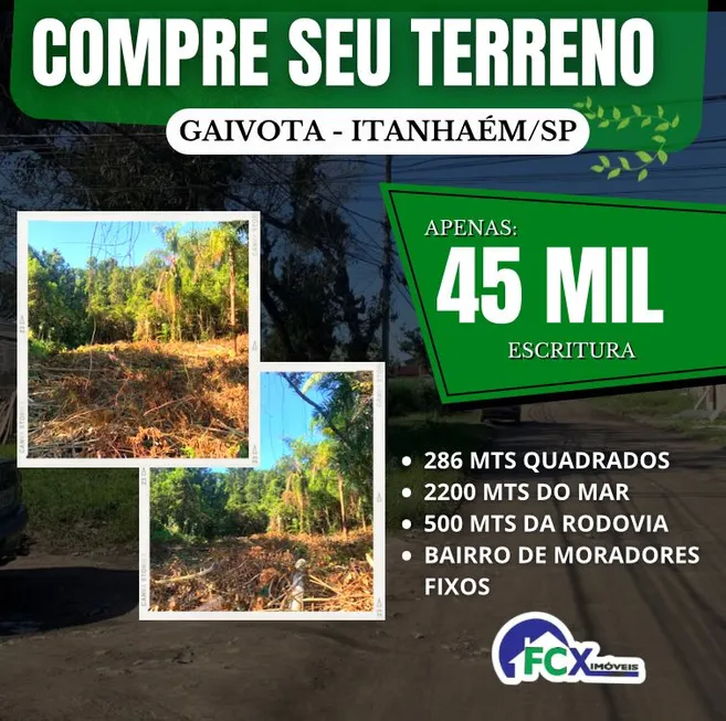 Foto 1 de Lote/Terreno à venda, 1m² em Balneário Gaivotas, Itanhaém