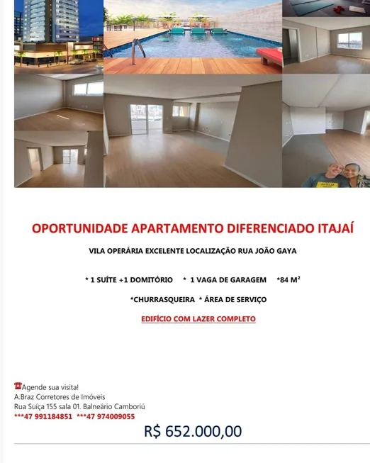 Foto 1 de Apartamento com 1 Quarto à venda, 64m² em Vila Operaria, Itajaí